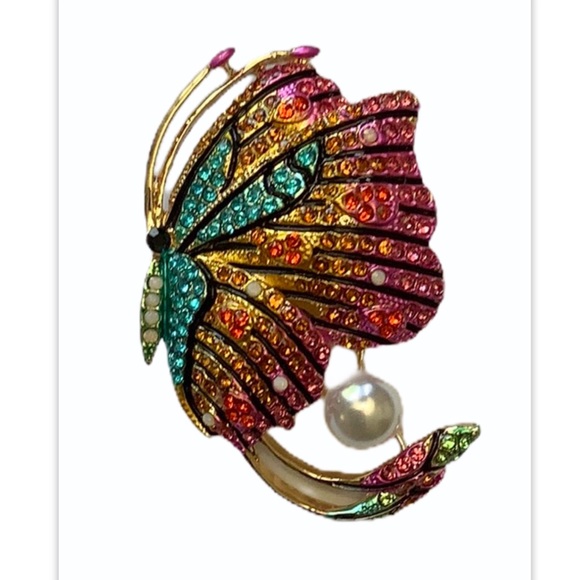 Jewelry - Multi Color Rhinestone Butterfly Brooch/Pendant
